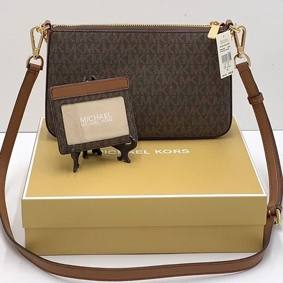 MICHAEL KORS GIFTABLE SHOULDER BAG & CARD HOLDER BOXED SET BROWN SIGNATURE COLOR - Picture 8 of 16